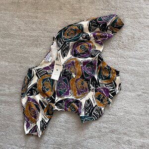 90's NWT Jerico Women's Crop Blouse - Size Medium - Abstract Print